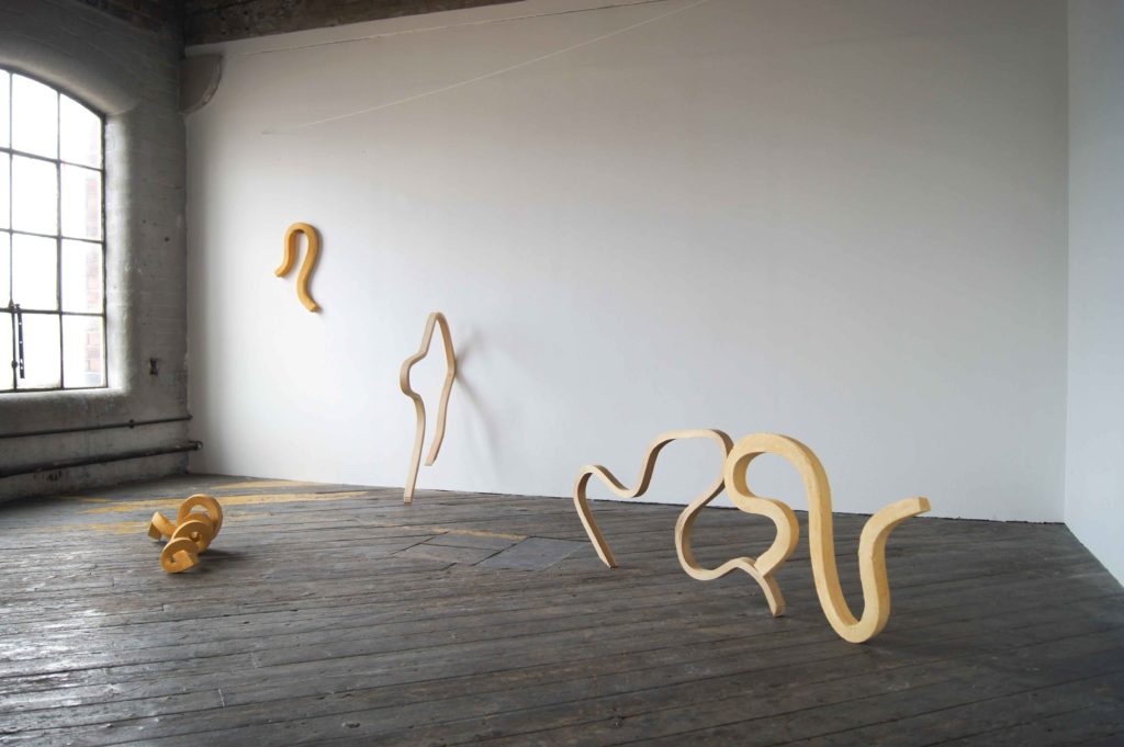 Hold 2, 3, 4. 2019, Tulip Wood, Adhesive, Oil, Concrete, Foam, Pigment, Screw