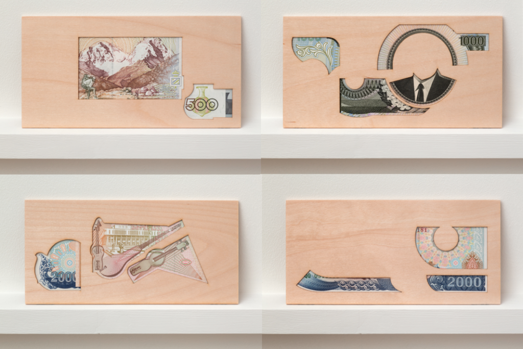 Installation photo of Cultural Currency at Handel Street Projects, London