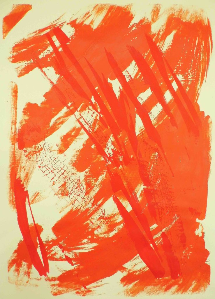 Red and Orange, Scrim, Rag and Brush Marks