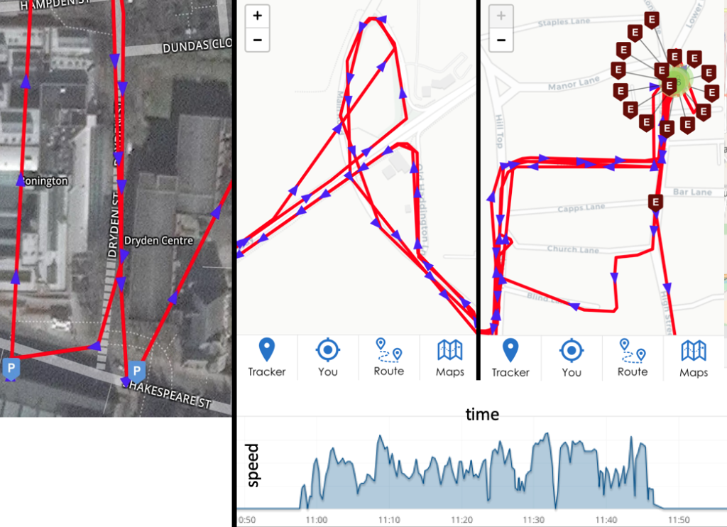 Experimental visual research: Motorcycle tracker data used to produce drawings from repeated routes