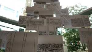 Ashokkumar Mistry 12th Floor, from "All that you can't see, I can dream" an installation consisting of digital line drawings printed on A6 size envelopes exploring the dissemination and control of data