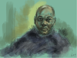 Mik Godley iPad sketch of Roy of The Greenway Centre, Sneinton in Nottingham, 26 January 2015